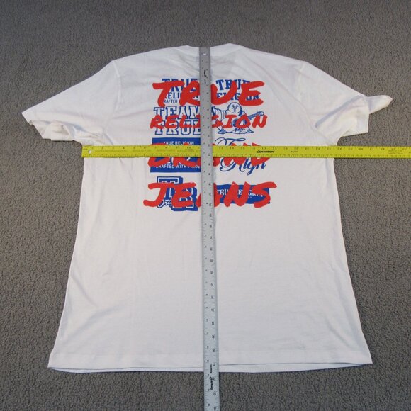 True Religion Men’s Graphic Tee – Size 2XL – Red & Blue Logo Graphic on White - Picture 8 of 8